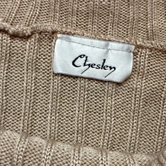Vintage Chesley Beige Off-Shoulder Ribbed Sweater Sz Small - Picture 3 of 5